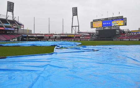 　雨天中止になったマツダスタジアムの広島対日本ハム戦（撮影・立川洋一郎）