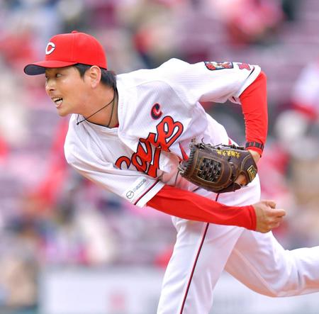 　日本ハム打線を相手に５回を投げ、９奪三振、無失点の好投を見せた大瀬良（撮影・立川洋一郎）