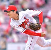 　日本ハム打線を相手に５回を投げ、９奪三振、無失点の好投を見せた大瀬良（撮影・立川洋一郎）