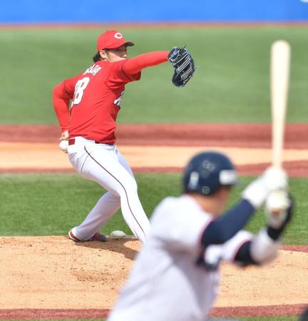 　ヤクルト戦に先発し力投する床田（撮影・西岡正）