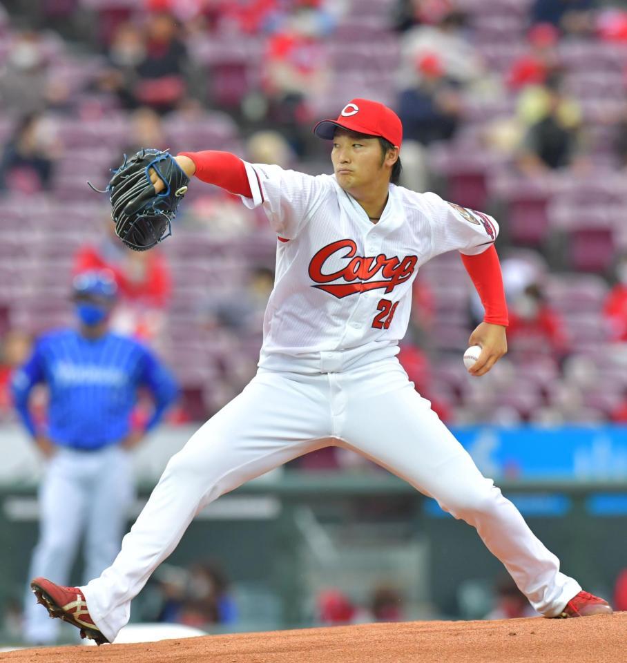 　ＤｅＮＡ打線を相手に力投する先発の床田（撮影・立川洋一郎）