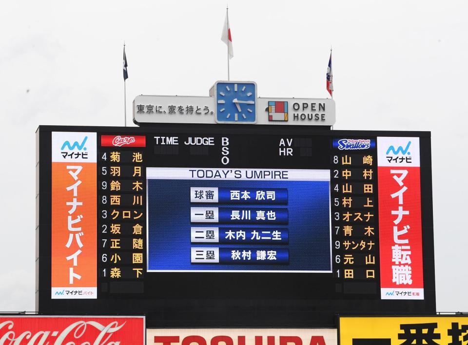 両チームのスターティングラインアップ（撮影・高石航平）