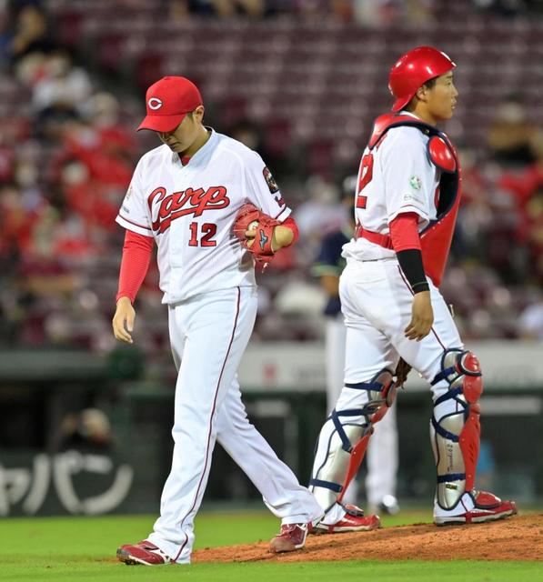 広島カープ　大道投手スパイク 広島・大道 2戦連続KO 五回に村上に2点適時二塁打を浴びて交代
