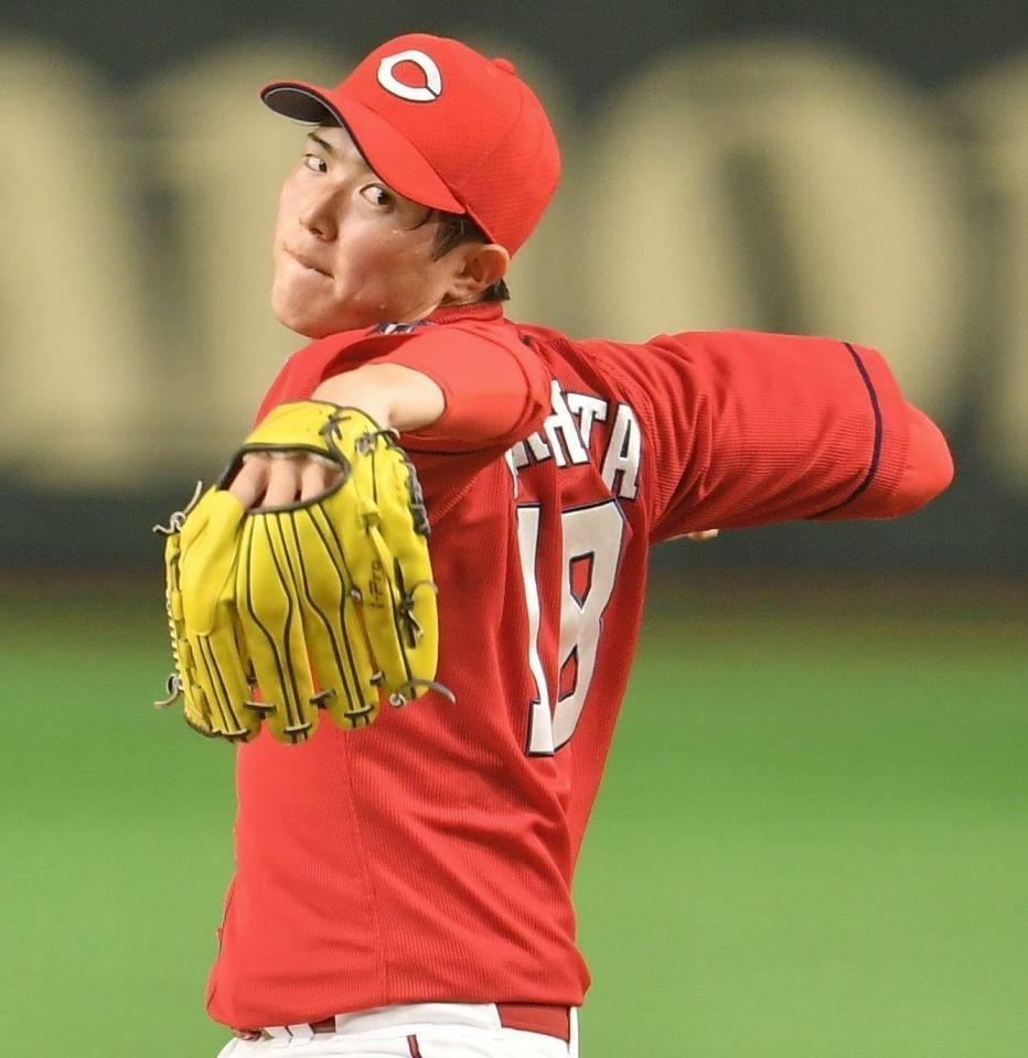 巨人打線を相手に力投する森下（撮影・西岡正）