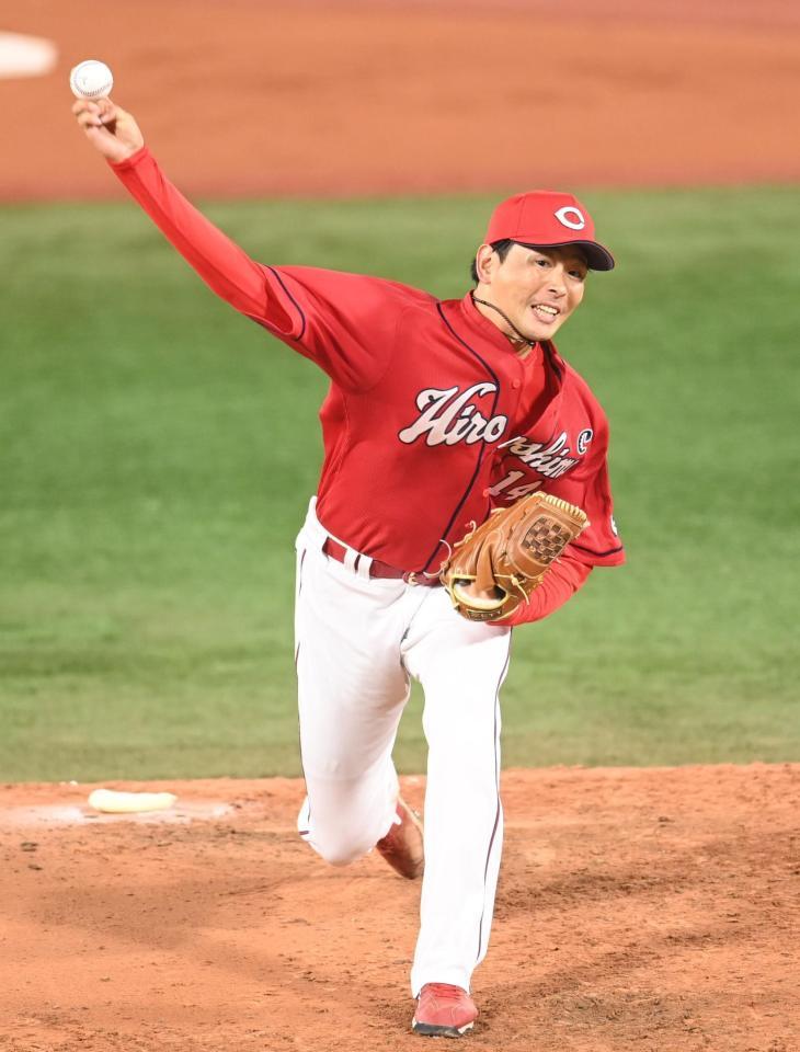 力投する広島・大瀬良大地＝横浜スタジアム（撮影・高石航平）