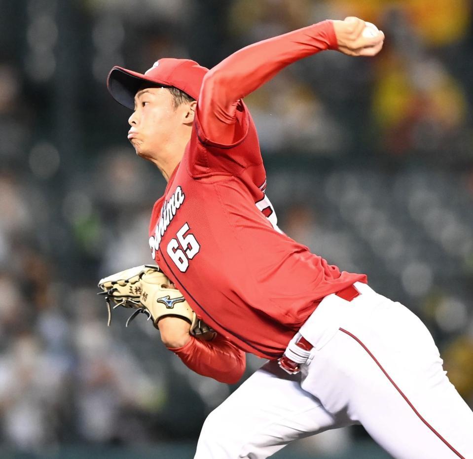 先発し投げ込む玉村（撮影・飯室逸平）