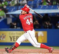 ２回、左中間に先制２ランを放つ林（撮影・佐藤厚）