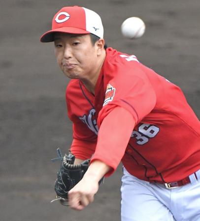 　４回から登板し、無失点に抑える好投を見せた塹江（撮影・北村雅宏）