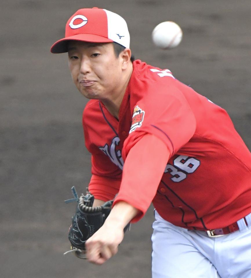 　４回から登板し、無失点に抑える好投を見せた塹江（撮影・北村雅宏）