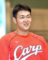 カープの主砲を目指す意気込みを語る林（撮影・立川洋一郎）