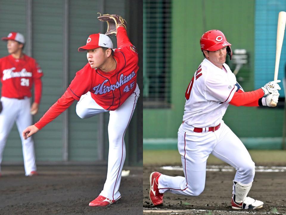 即戦力が期待されるドラ５松本（左）とドラ３中村健
