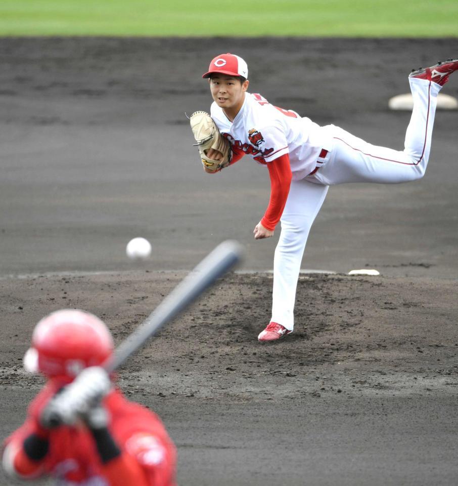 　紅白戦で先発し３回１失点の玉村（撮影・佐々木彰尚）