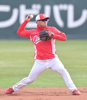 　１軍に合流した田中広（撮影・立川洋一郎）