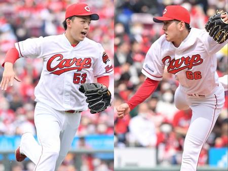 　８回、ベースカバーへ走る小林（左）、日本ハム打線を相手に力投する先発の遠藤