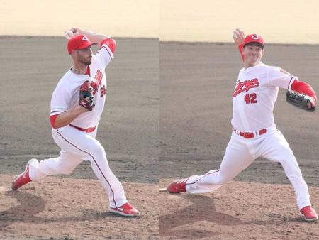 シート打撃に初登板したアンダーソン（右）とターリー