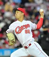 　阪神打線を相手に力投する先発の玉村（撮影・立川洋一郎）