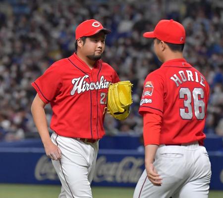　４月３０日にの中日戦８回に降板する中崎