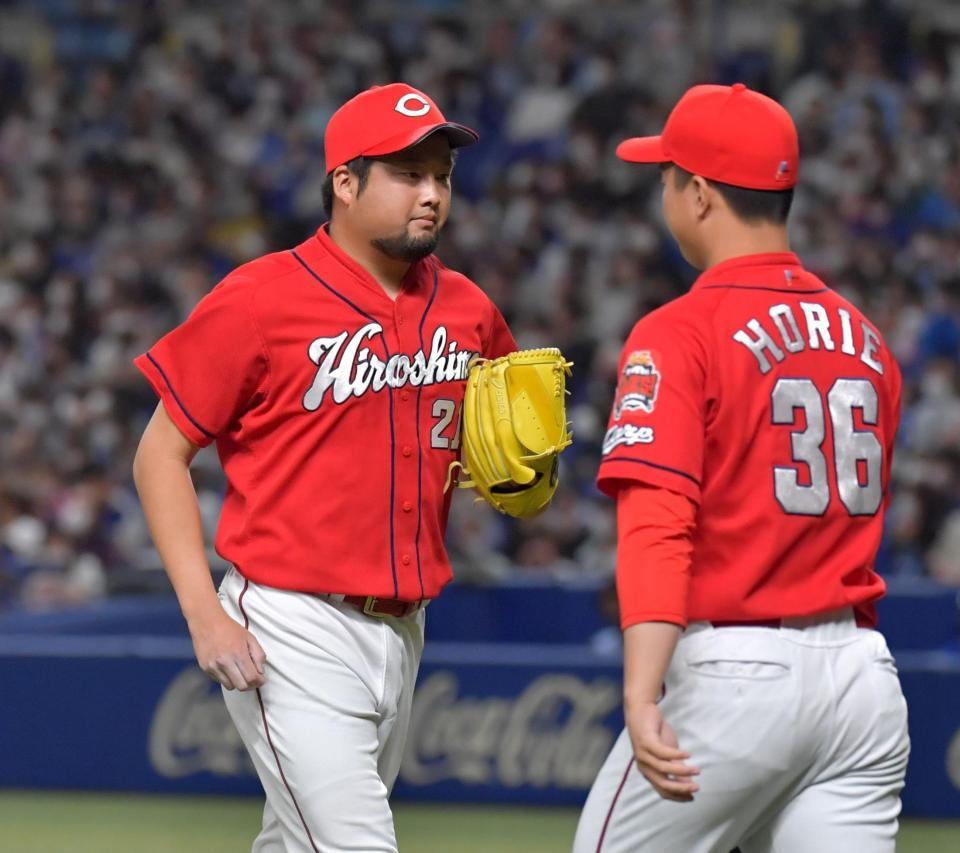　４月３０日にの中日戦８回に降板する中崎