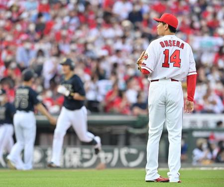 ２回、伏見に逆転２ランを浴びた大瀬良（撮影・立川洋一郎）