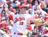 　オリックス打線を相手に力投する先発・森下（撮影・立川洋一郎）