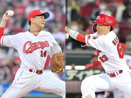登録抹消となった大瀬良（左）と西川