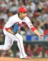 ＤｅＮＡ打線を相手に力投する先発・床田（撮影・立川洋一郎）