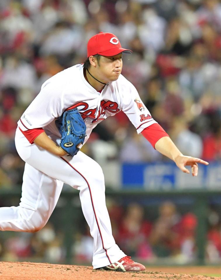 ＤｅＮＡ打線を相手に力投する先発・床田（撮影・立川洋一郎）