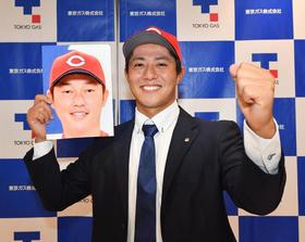 広島３位　東京ガス・益田武尚投手「新人王狙う」　８日の練習試合で燕・村上から三振奪う