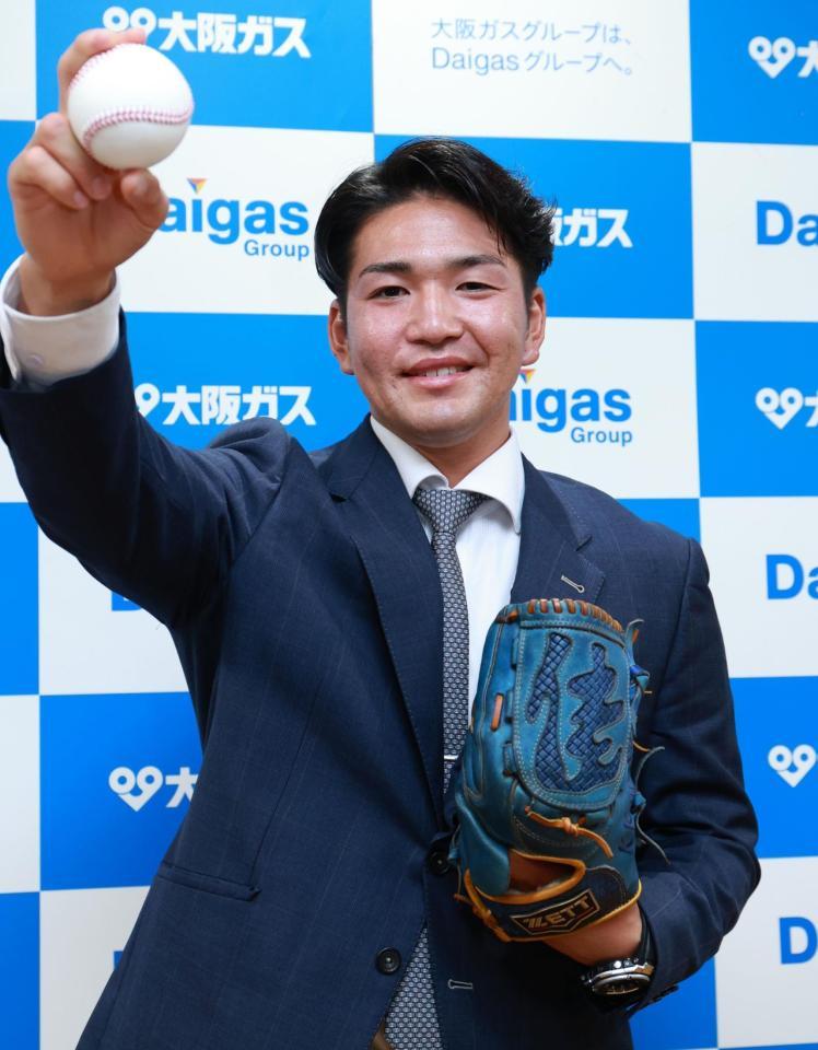 　広島から５位指名され、意気込む大阪ガス・河野佳