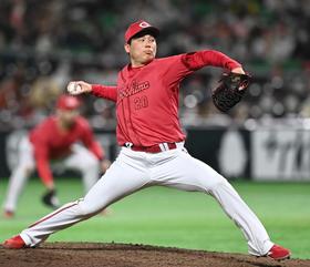 広島・栗林がオープン戦初登板で１回無失点！最速１５１キロ　腰の張りで侍ジャパンを離脱