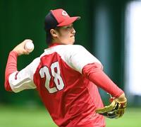 　中９日登板へ向け調整する床田（撮影・田中太一）