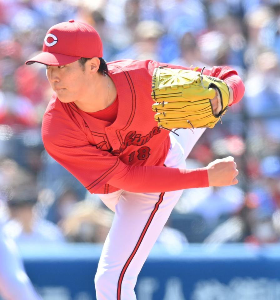 　力投する森下（撮影・西岡正）