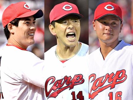 　広島先発ローテ再編（左から）九里、大瀬良、森