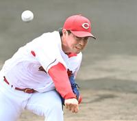 　先発し力強く投げ込む野村（撮影・田中太一）