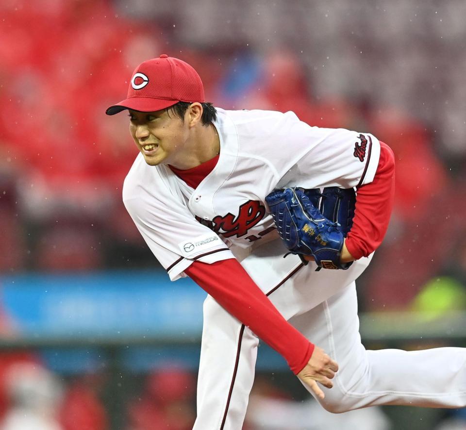 　先発し、投げ込む野村（撮影・田中太一）