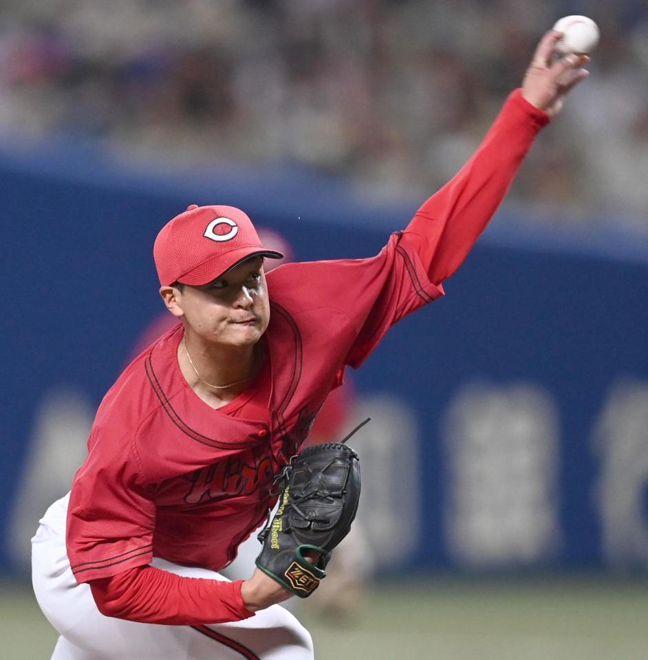 　先発し、投げ込む森（撮影・田中太一）