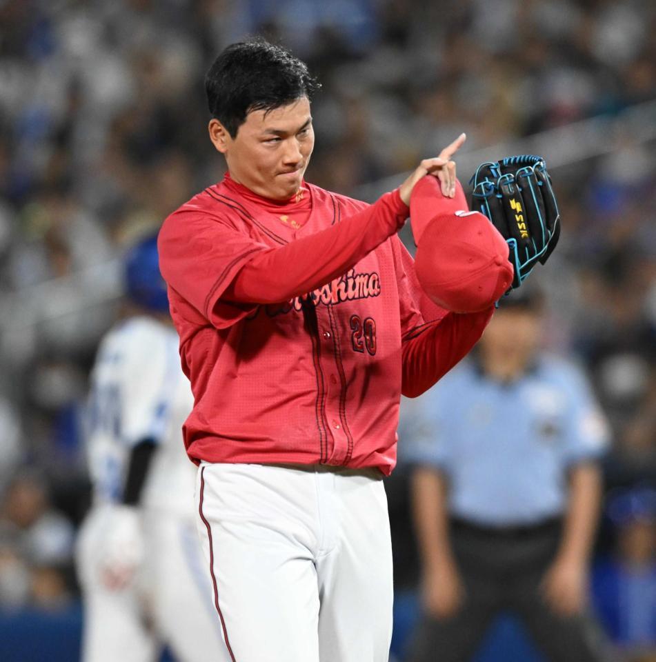 　粘りの投球で無失点に抑えた栗林（撮影・金田祐二）