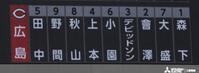 　上本が４番に入る広島のスターティングメンバー（撮影・田中太一）