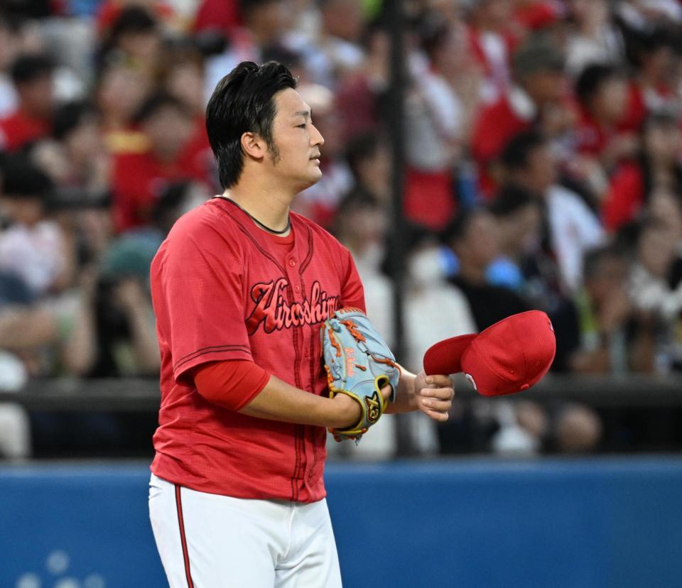 　１回、村上に先制の２点二塁打を許した床田