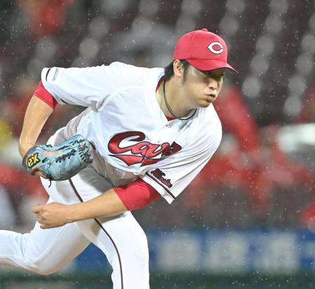 　力投する床田（撮影・高部洋祐）