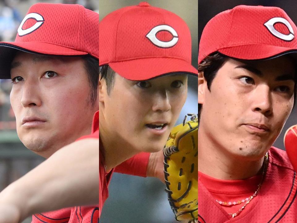 　（左から）床田、森下、九里