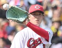 　１回、３点を先制された森下（撮影・田中太一）