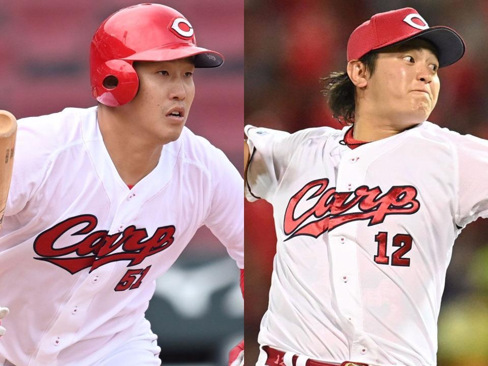 　（左から）広島・小園、大道