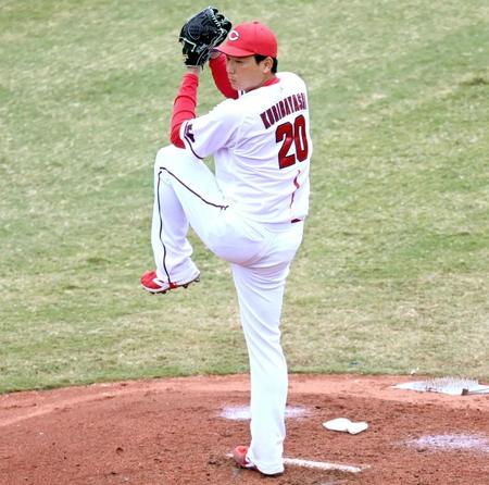 　クローザーとしてクライマックスシリーズに挑む栗林（撮影・田中太一）