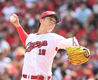 　先発し投げ込む森下（撮影・田中太一）