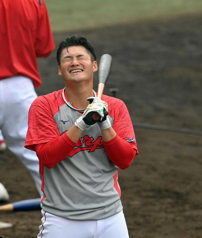 　オープン戦でのアピールを誓う田村