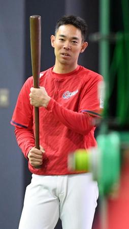 　１軍に合流した秋山（撮影・市尻達拡）