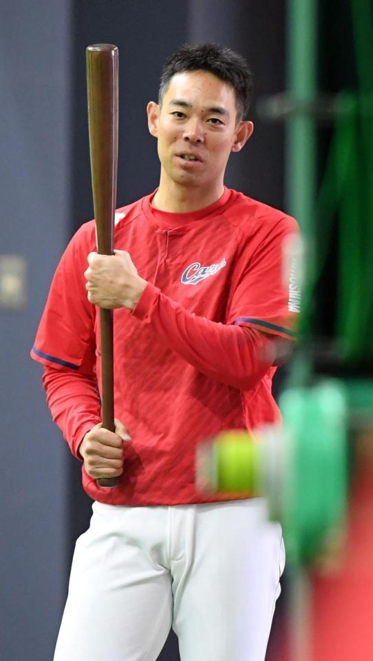 　１軍に合流した秋山（撮影・市尻達拡）