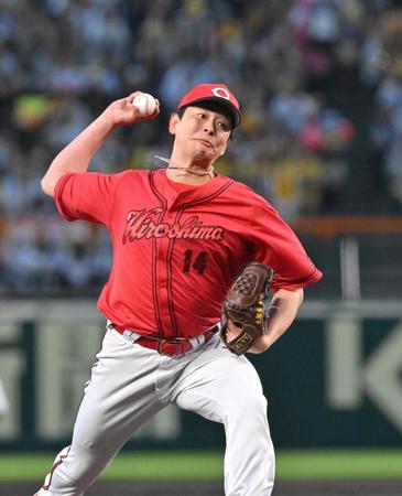 　力投する大瀬良（撮影・北村雅宏）