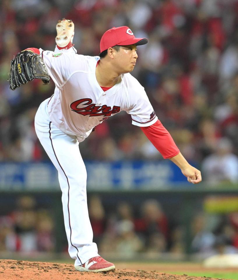 　１回無失点と好投し、２勝目を手にした塹江（撮影・市尻達拡）